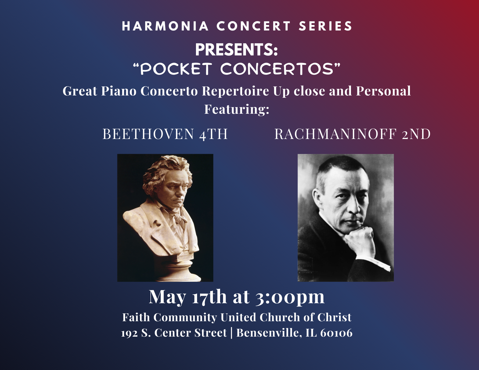 "Pocket Concertos:" Beethoven 4th and Rachmaninoff 2nd Piano Concertos